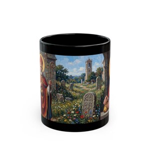 Close view of St. Nicholas black mug