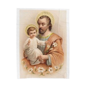 Sacred Art St. Joseph Blanket, Catholic Holy Family Velveteen Throw for Prayer or Home image 10