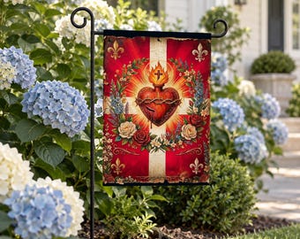 Bandiera da giardino del Sacro Cuore di Gesù, stendardo cattolico tradizionale per esterni, decorazione devozionale cattolica per la casa, regalo