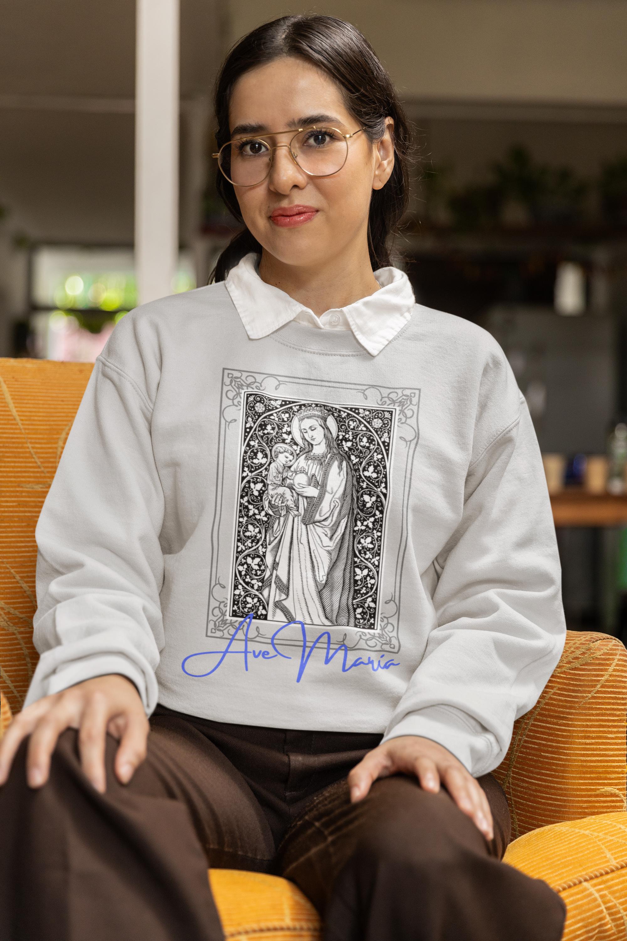 KeephenDE Sweatshirt Vierge Marie Imprimé 3D Femme - Streetwear Y2K Oversized - Taille S à 6XL