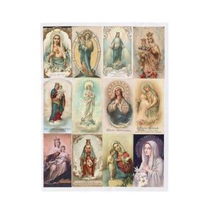 Virgin Mary Holy Card Throw Blanket, Catholic Gift for Mom or Grandma, Marian Devotional Blanket image 4