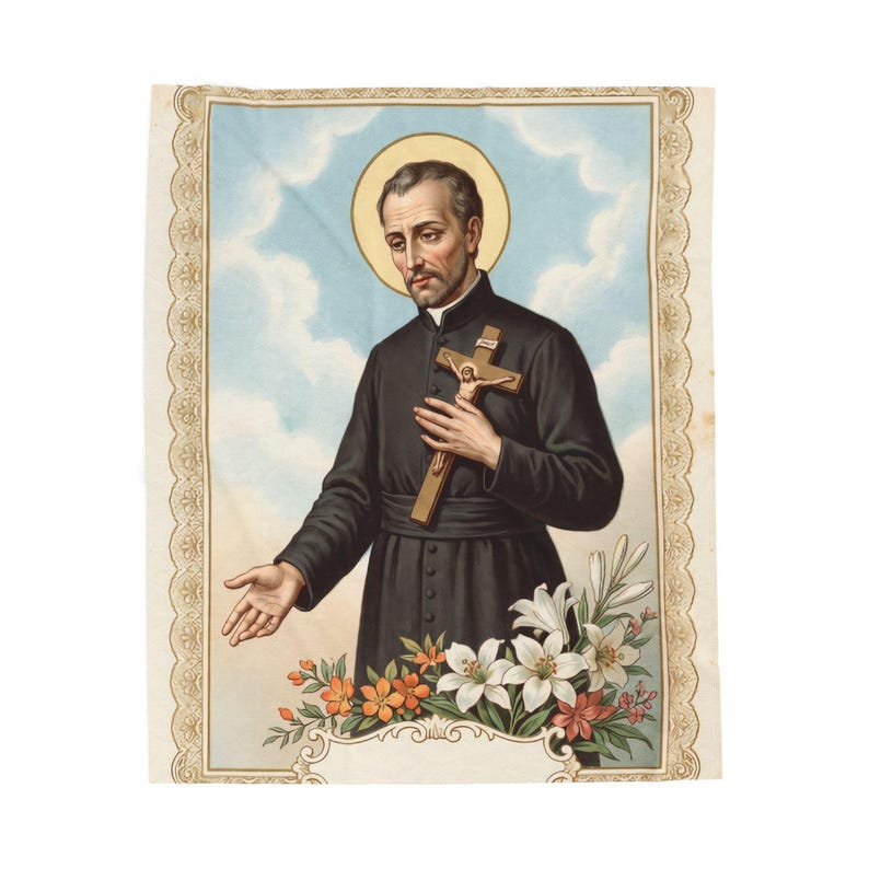 Saint Peter Claver Plush Throw Blanket, Catholic Priest Missionary Gift, Soft Velveteen Sacred Art image 3