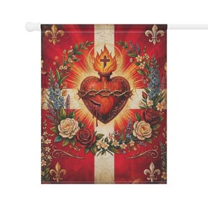 Sacred Heart of Jesus Garden Flag, Traditional Catholic Outdoor Banner, Devotional Catholic Home Decor Gift image 8