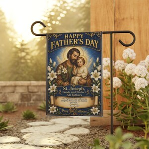 Drapeau de jardin Saint Joseph, cadeau pour la fête des pères catholique, bannière de dévotion extérieure pour la maison catholique image 5