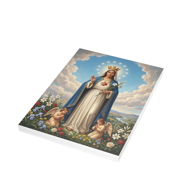 Queenship of Mary Note Cards, Marian Devotional Stationery, Blank Inside Catholic Greeting Cards image 5