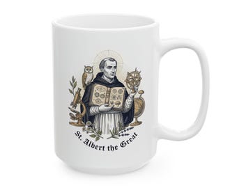 St. Albert the Great Mug, Catholic Scientist Saint Gift, Faith and Science Coffee Mug for Students