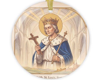 Saint Louis IX Glass Ornament, Catholic King Christmas Gift, St. Louis Rome of the West Keepsake