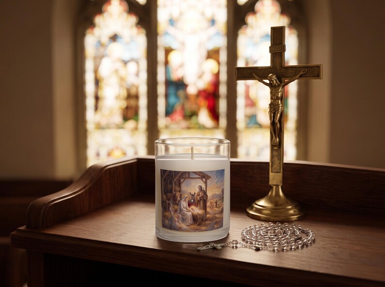 Styled photograph of Christmas glass candle