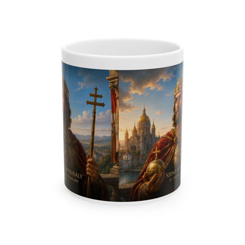 St. Stephen of Hungary Mug, Catholic Coffee Cup, Patron Saint Gift for Hungarian Catholic image 2