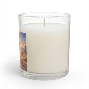 View of Christmas glass candle, right side
