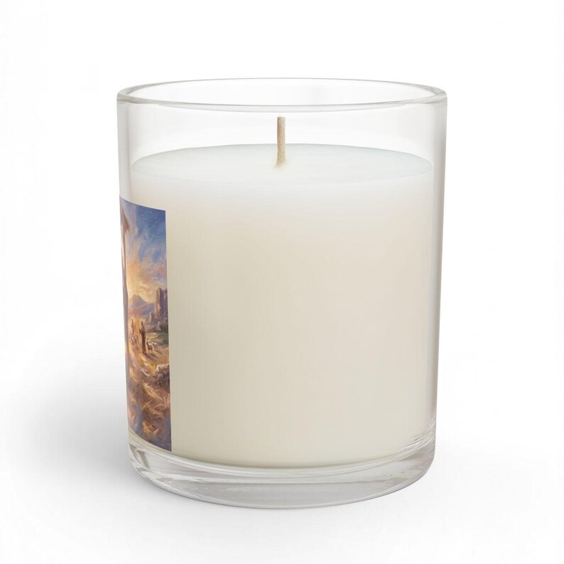 View of Christmas glass candle, right side