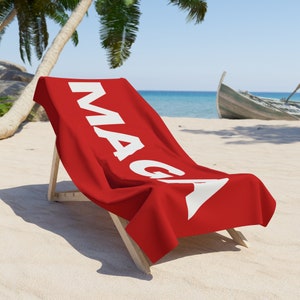 Summer Beach Towel Blanket Fun - Dad Kid Mom Veteran Patriotic Gift - Trump Election Conservative Republican MAGA 2024