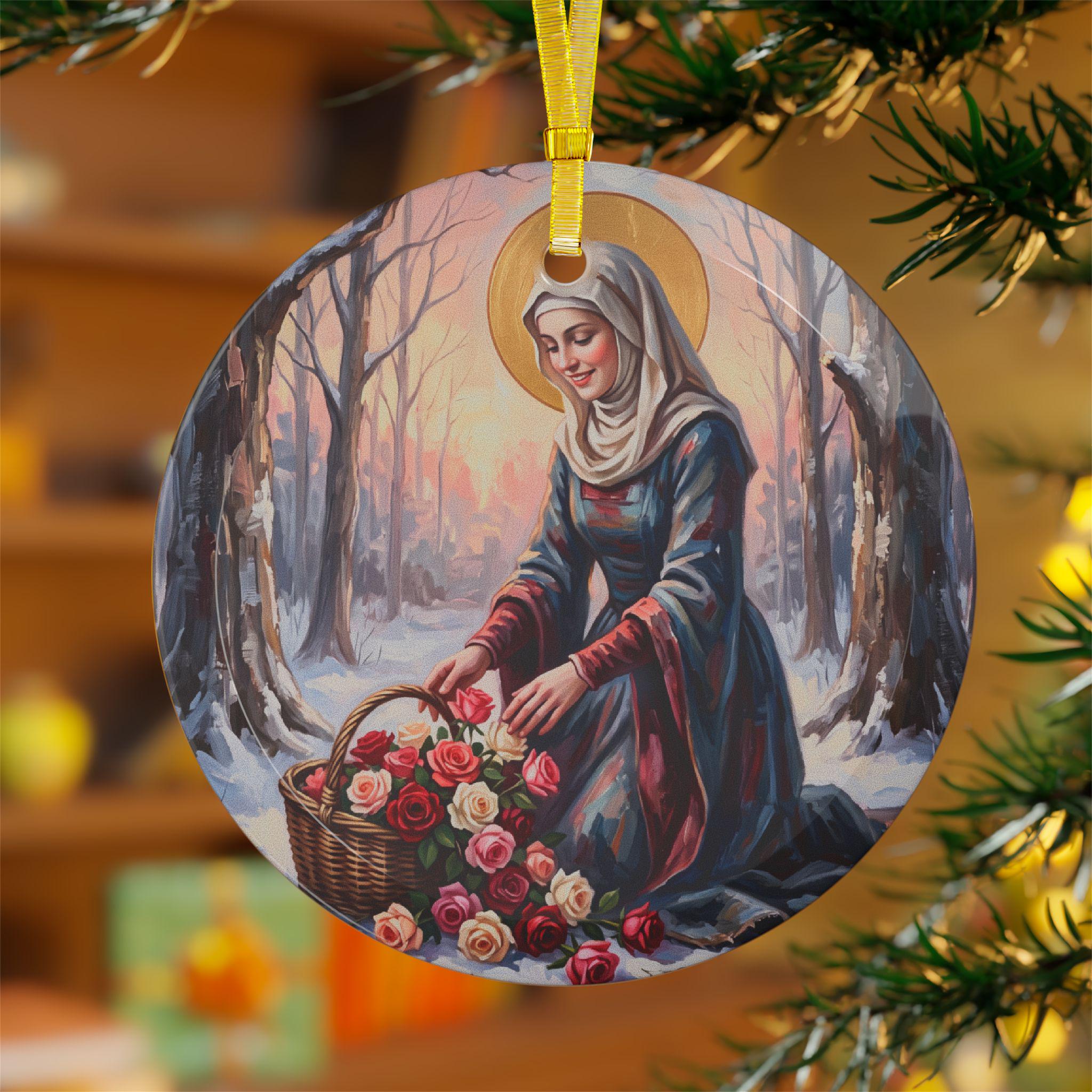Saint Elizabeth of Hungary Glass Ornament, Charity Saint Keepsake, Hospital Worker Gift