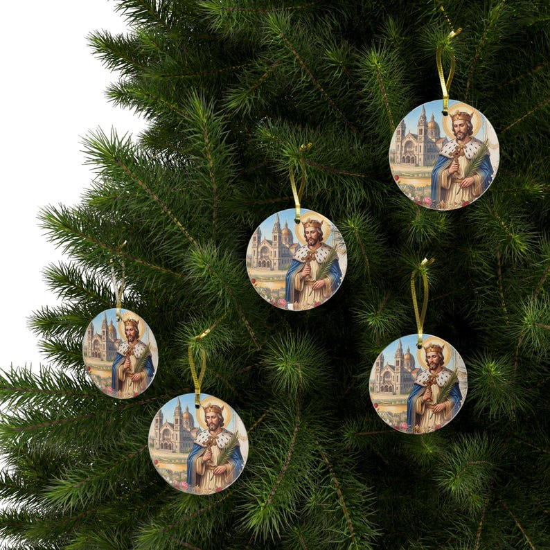 Ornement de Noël en verre représentant Saint Louis IX, cadeau de dévotion catholique image 8