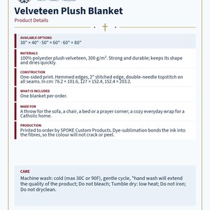 Product details card for the Nativity plush blanket