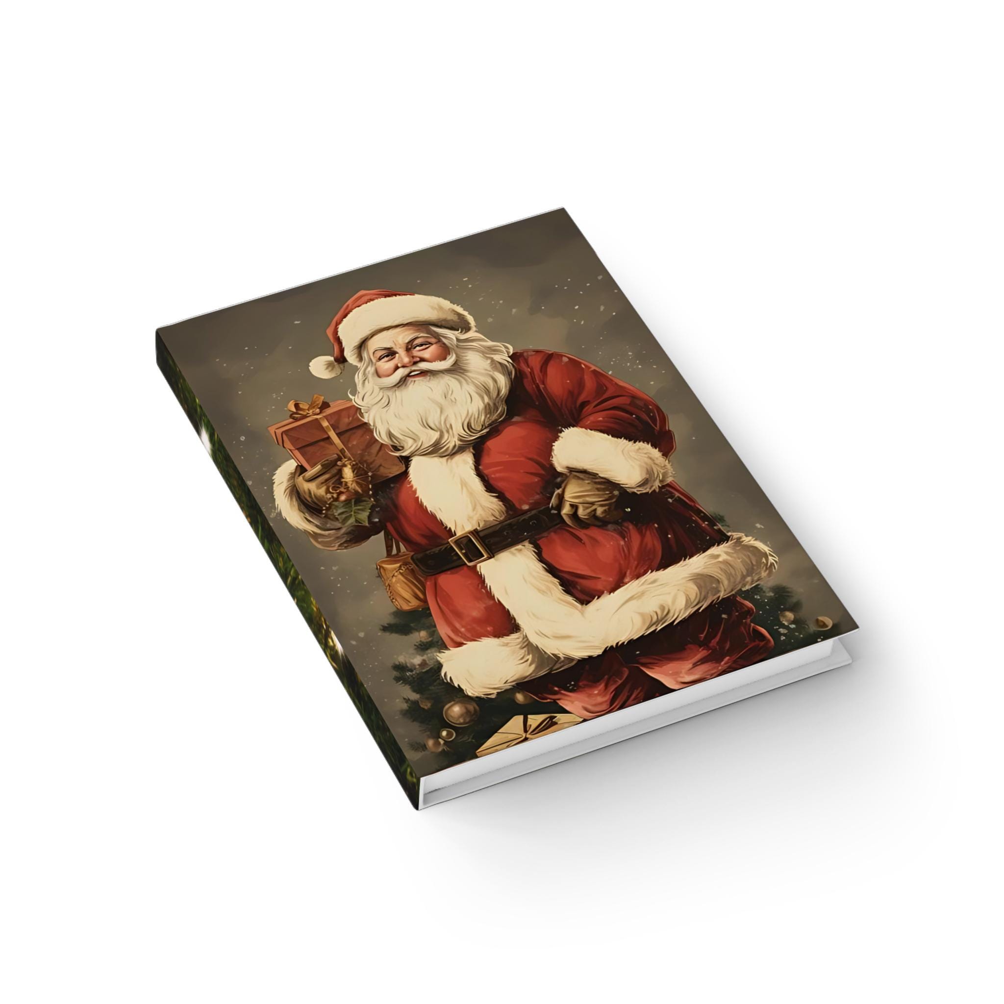 Santa Claus Lined Journal, Vintage Christmas Notebook, Holiday Writing Diary