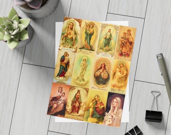 Holy Card Note Cards, Blank Back Vertical, Catholic Stationery Gift