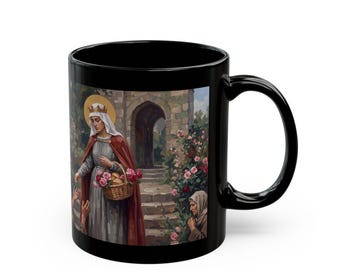 Saint Elizabeth Nurse Gift Mug, Black Coffee Cup for Healthcare Workers
