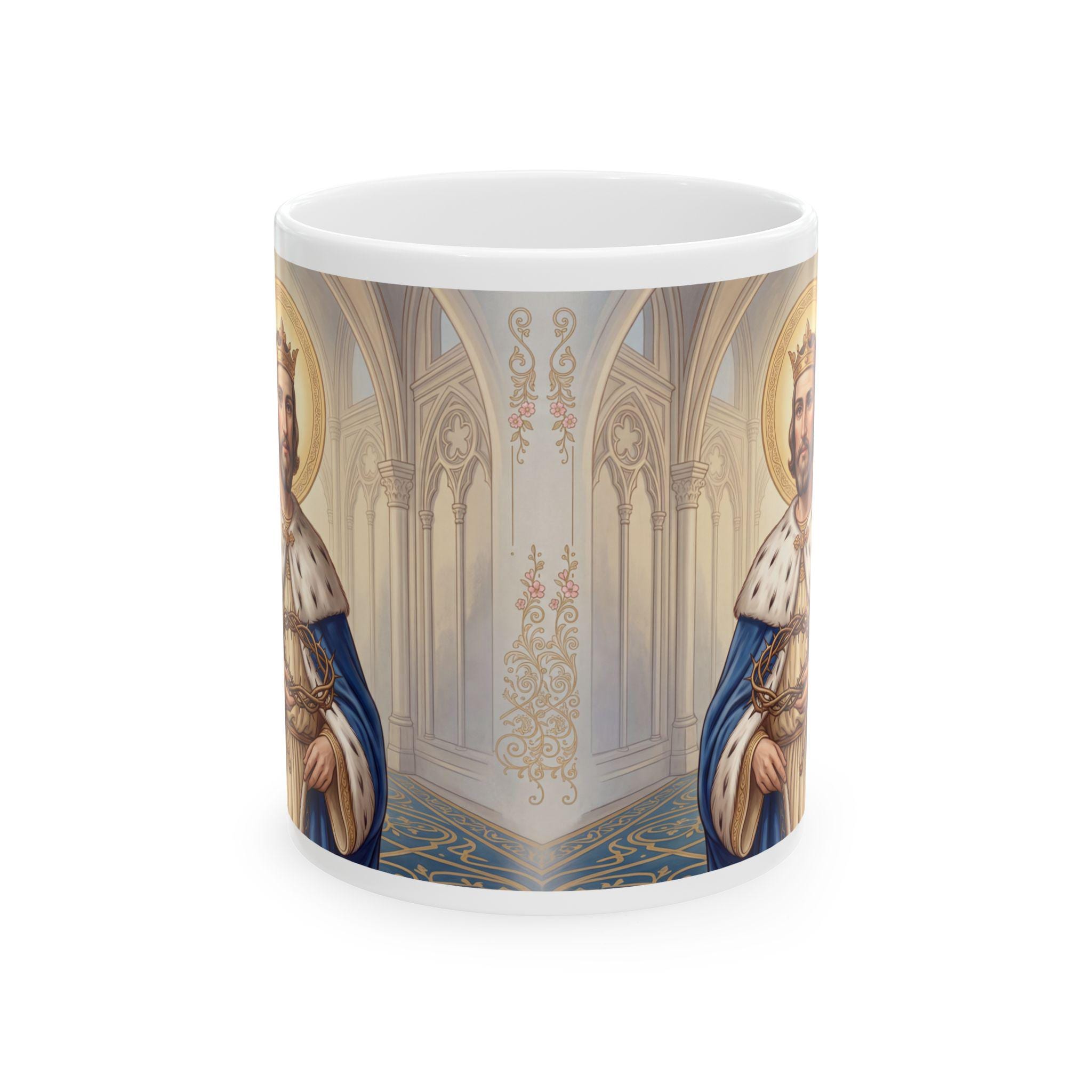 Saint Louis Coffee Mug, King Louis IX Catholic Gift, Traditional Devotional Cup