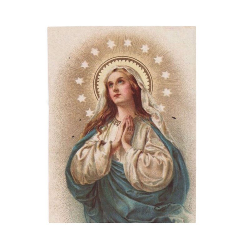 Virgin Mary Velveteen Plush Blanket, Marian Catholic Throw Blanket, Our Lady Devotional Gift for Catholic Home or Prayer Space image 2
