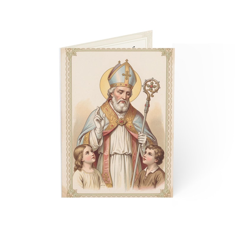 Saint Nicholas Day Greeting Card, Vintage Holy Card Design, Feast Day December 6 画像 1