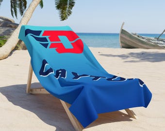 Beach Towel Classic University of Dayton Flyers UD Blue Fade Print Mom Dad Kid His Her Student Family Summer Fun Gift