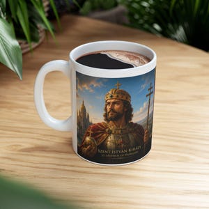 St. Stephen of Hungary Mug, Catholic Coffee Cup, Patron Saint Gift for Hungarian Catholic image 1