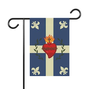 Sacred Heart Garden Flag, Traditional Catholic Outdoor Banner, Fleur-de-Lis Devotional Flag for Catholic Home image 2
