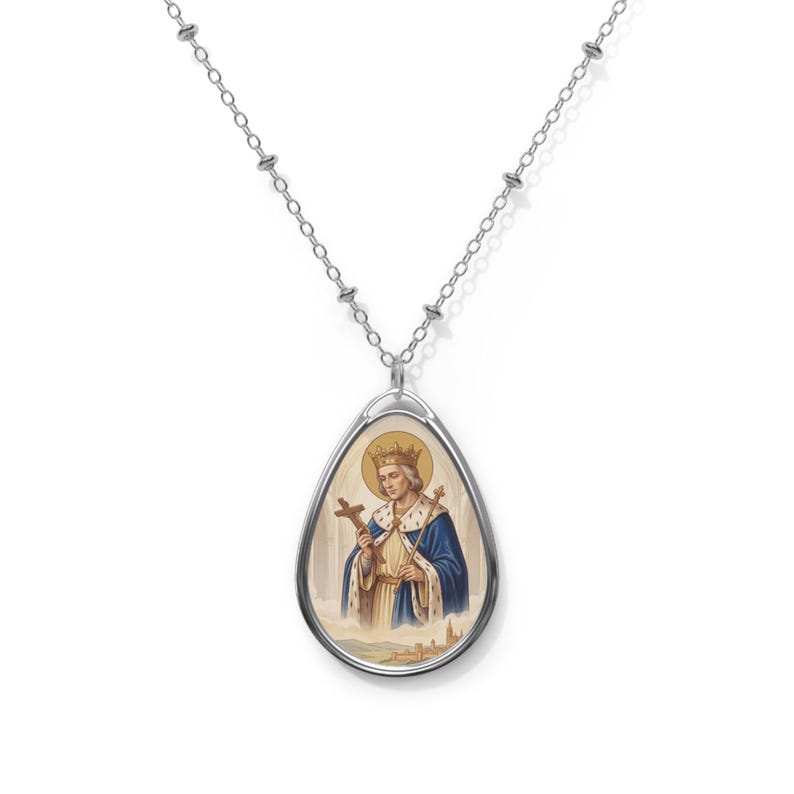 St. Louis IX, King of France, Catholic Pendant, Sacred Monument Jewelry image 1