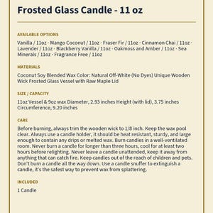 Product details card for the First Sunday of Advent frosted glass candle
