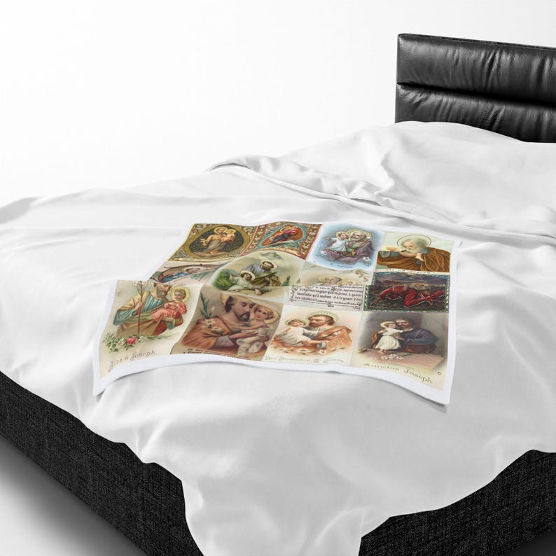 Terror of Demons Blanket, St. Joseph Velveteen Throw, Spiritual Warfare Catholic Gift for Home or Prayer Space image 7