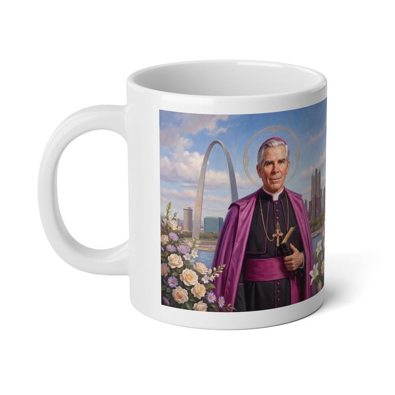 Blessed Fulton Sheen Jumbo Mug, Large Catholic Coffee Cup, Archbishop Evangelization Gift image 4