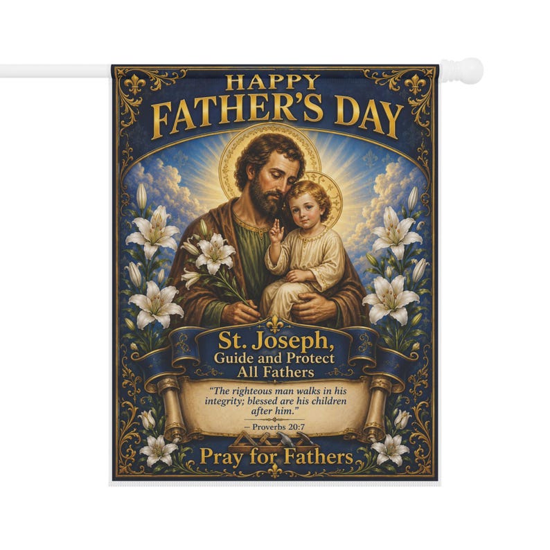 Drapeau de jardin Saint Joseph, cadeau pour la fête des pères catholique, bannière de dévotion extérieure pour la maison catholique image 7