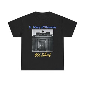 Koszulka Old School z motywem St. Mary of Victories | Zdjęcie z kościoła w stylu vintage, koszulka religijna zdjęcie 2