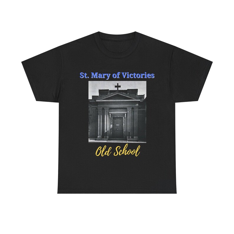 Koszulka Old School z motywem St. Mary of Victories | Zdjęcie z kościoła w stylu vintage, koszulka religijna zdjęcie 2