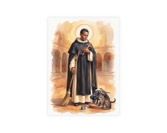 Saint Martin de Porres Postcards with Envelopes, Devotional Greeting Cards, Dominican Saint Gift