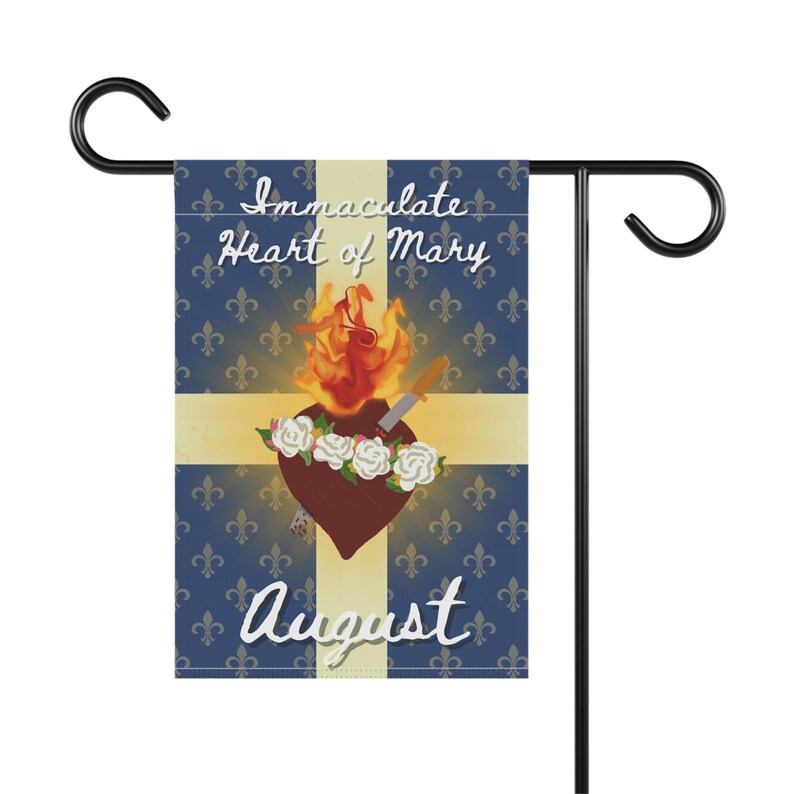 Immaculate Heart of Mary Garden Banner | August religious flag image 2