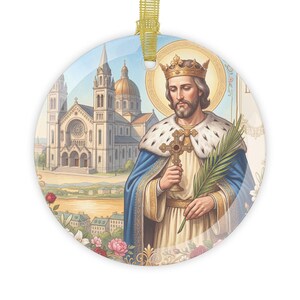 Ornement de Noël en verre représentant Saint Louis IX, cadeau de dévotion catholique image 5