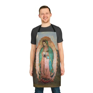 Our Lady of Guadalupe Apron, Catholic Kitchen Gift for Mom, Marian Devotional Cooking Apron image 2