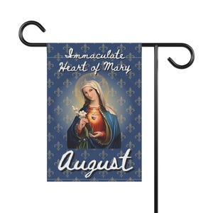 Immaculate Heart of Mary Garden Flag, Catholic Outdoor Banner, Marian Devotional Gift for Mom, Grandma, or Priest image 4