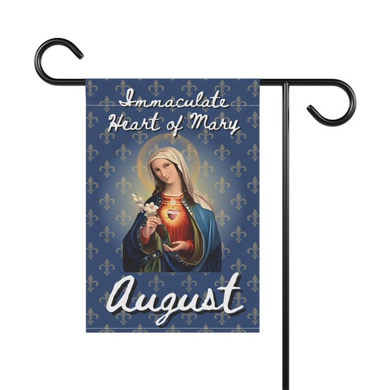 Immaculate Heart of Mary Garden Flag, Catholic Outdoor Banner, Marian Devotional Gift for Mom, Grandma, or Priest image 4