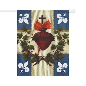 Jesus Sacred Heart Flag Catholic Christian Home and Garden Banner - Show your faith outdoors! image 1