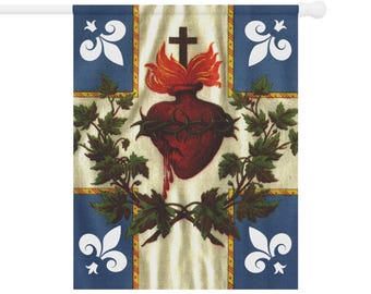 Jesus Sacred Heart Flag Catholic Christian Home and Garden Banner - Show your faith outdoors!