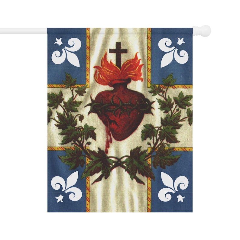 Jesus Sacred Heart Flag Catholic Christian Home and Garden Banner - Show your faith outdoors! image 1