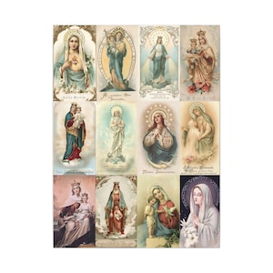 Estampas antiguas de la Virgen María, lienzo decorativo para pared, decoración católica mariana para el hogar, regalo de Nuestra Señora para mamá católica