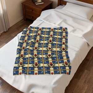 Vendee French Sacred Heart Flag Blanket | Velveteen Plush Blanket image 4