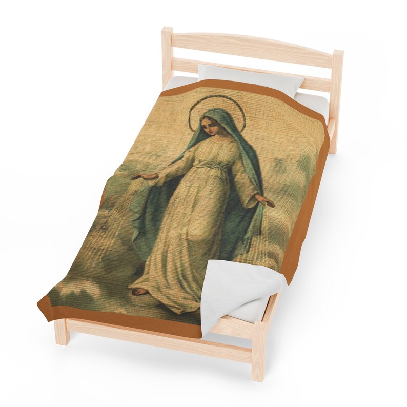 Jungfrau Maria Antike Heilige Karte (USA) Plüsch Decke Samt Katholisch Christliches Geschenk Bild 5