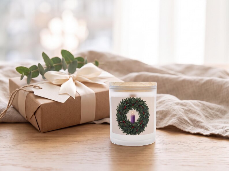 The First Sunday of Advent frosted glass candle