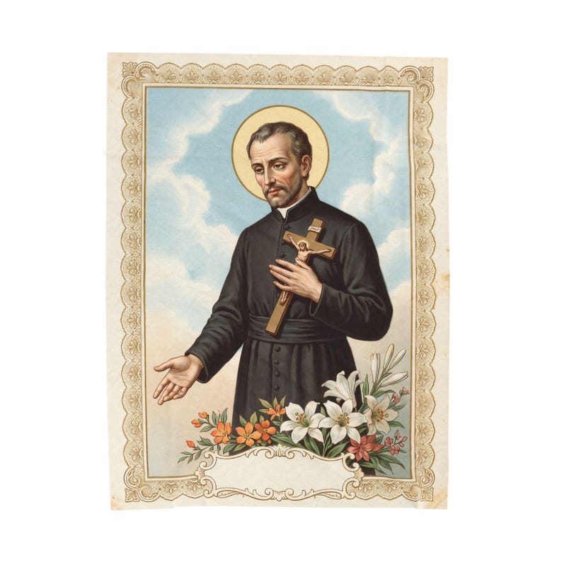 Saint Peter Claver Plush Throw Blanket, Catholic Priest Missionary Gift, Soft Velveteen Sacred Art image 4