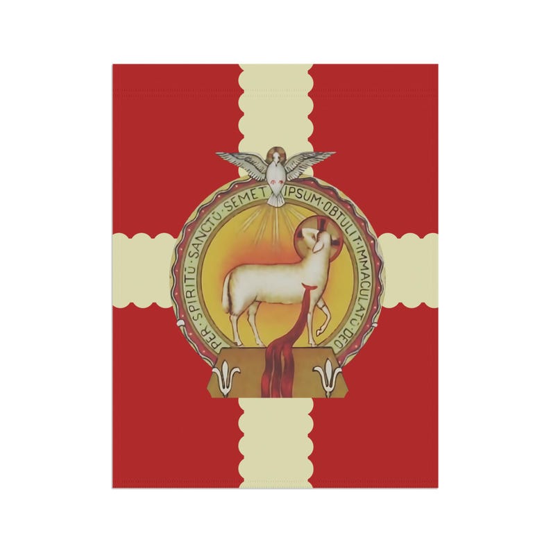 Precious Blood of Jesus Garden Flag, Catholic Lamb of God Outdoor Banner, Sacred Heart Devotional Yard Flag image 8
